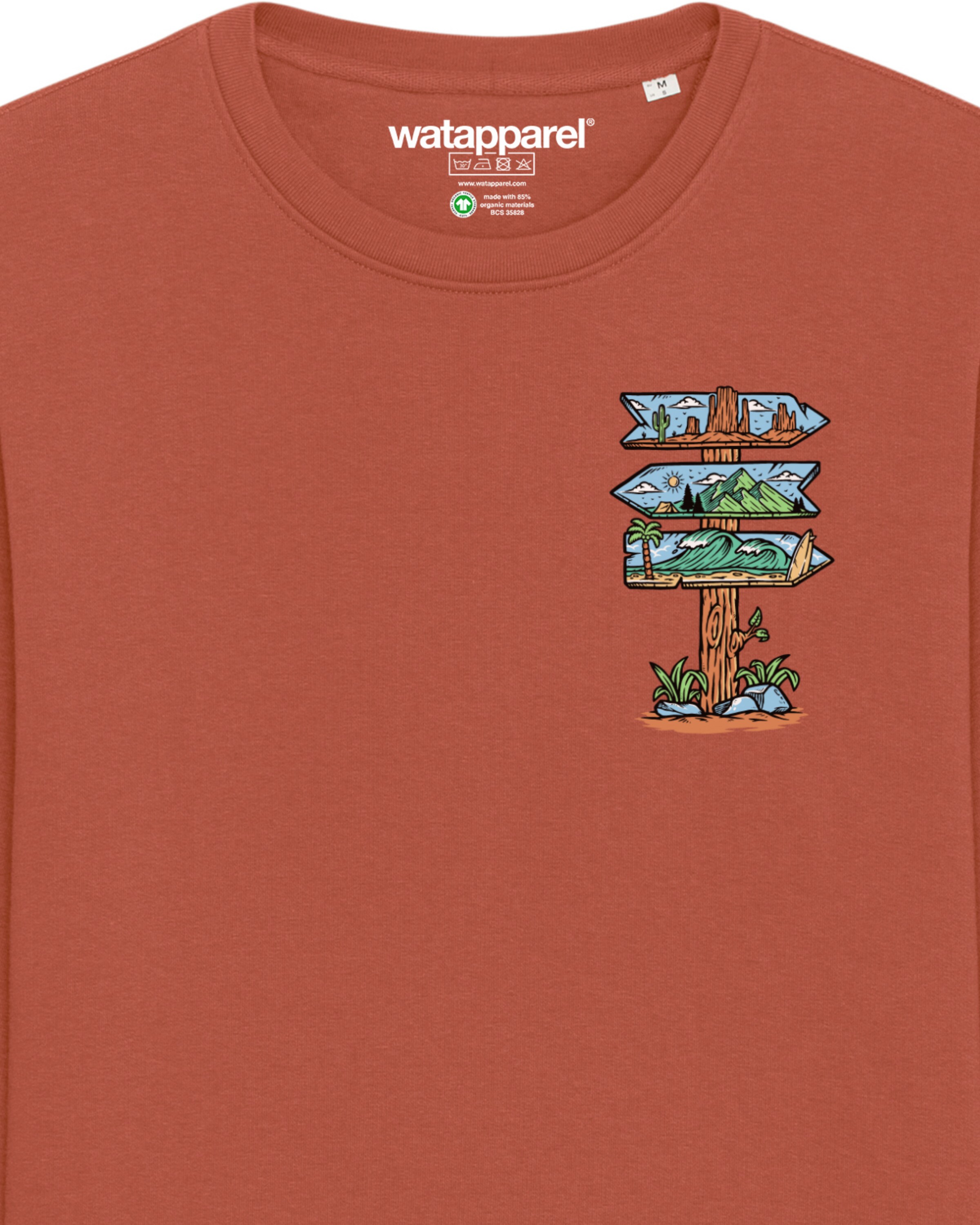 Felpa ' Adventure is everywhere ' di Watapparel in marrone