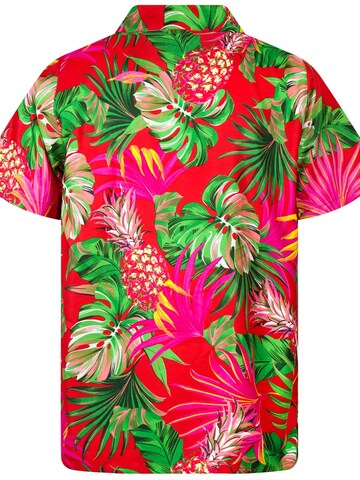 King Kameha Shirt 'Pineapple Leaves' in Rot