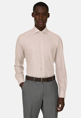 Coupe slim Chemise Boggi Milano en beige : devant