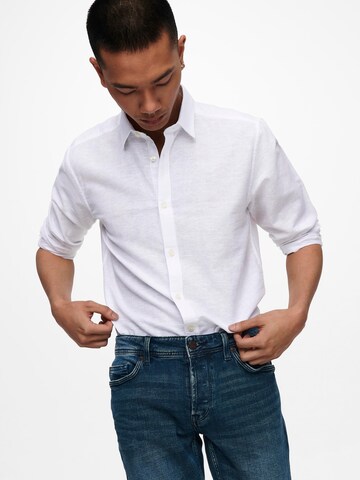 Only & Sons Slim fit Button Up Shirt 'Caiden' in White