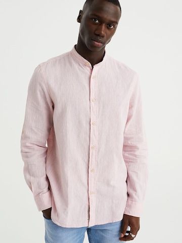 WE Fashion Slim fit Button Up Shirt in Pink