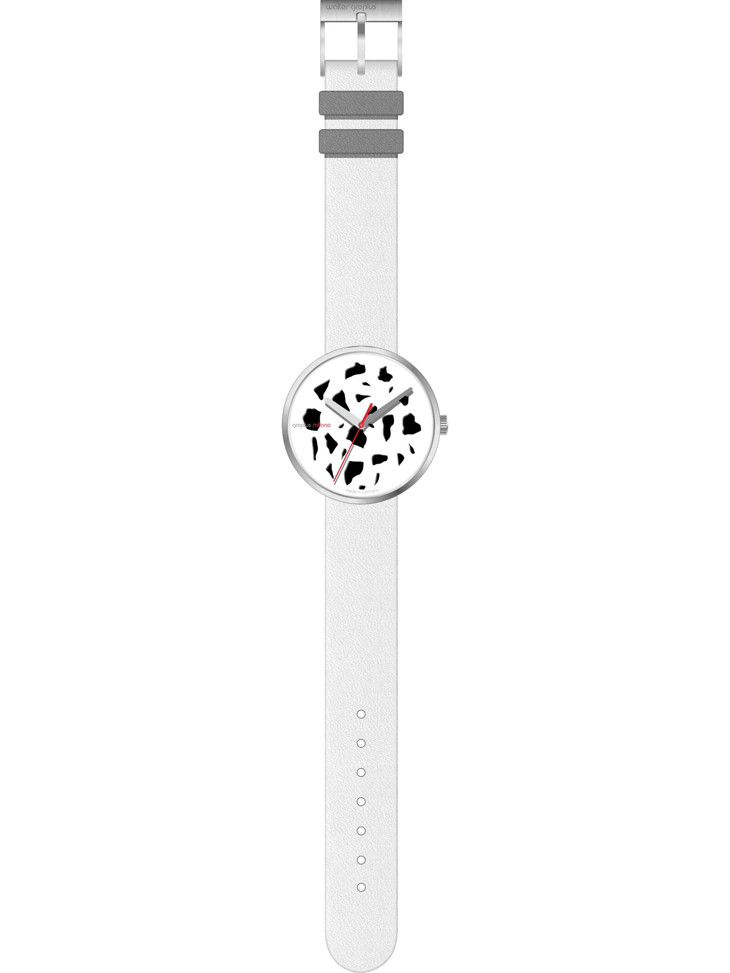WALTER GROPIUS Analog Watch 'ROHE MATERIALIEN' in White: front