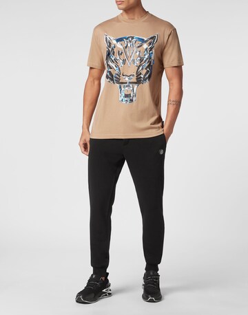 Plein Sport - Camiseta 'Chrome Tiger' en beige