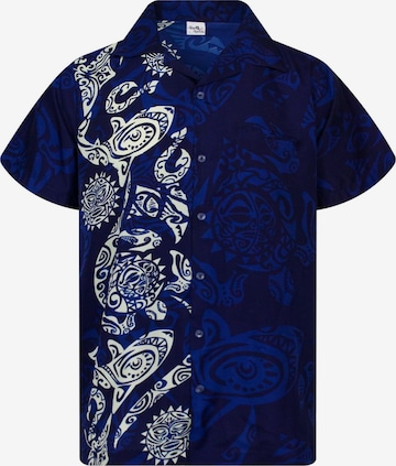 King Kameha Shirt 'Maori Wedding' in Blauw: voorkant