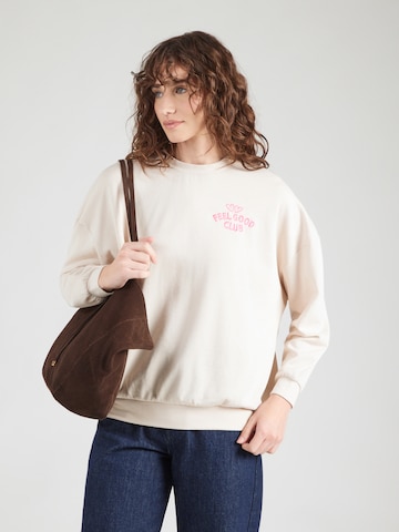 Zwillingsherz - Sweatshirt 'Feel Good Club' em bege: frente