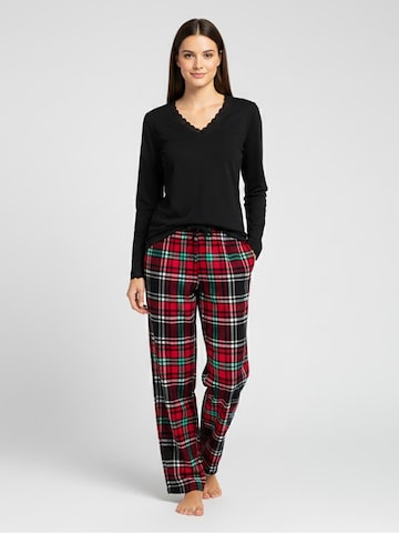 La V Pajama 'Pyjama met kant contrast' in Black: front