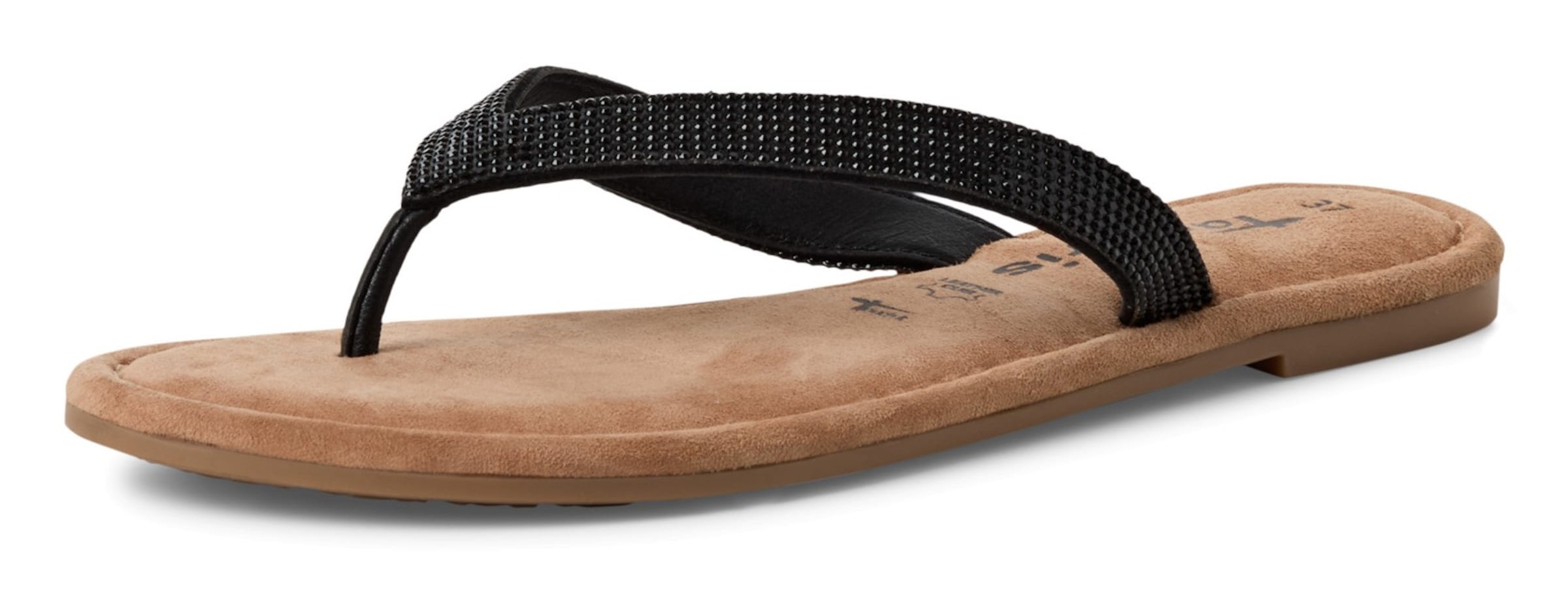 juoda Tamaris Šlepetės per pirštą: priekis