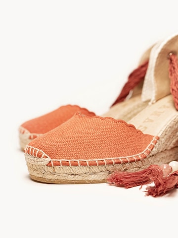 Alhamas Sandaal 'Alpargata Cuña 7 cm' in Oranje