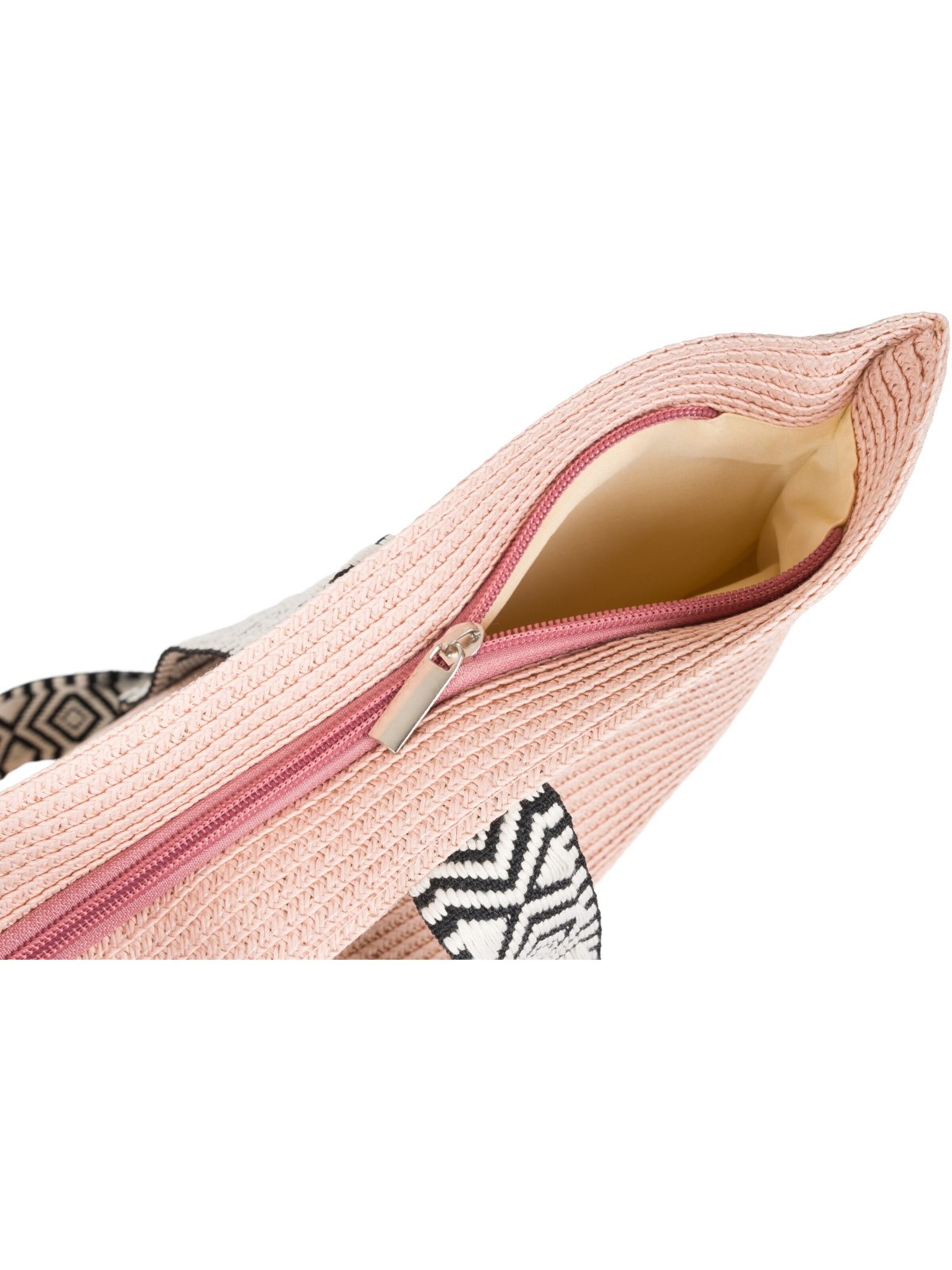 styleBREAKER Beach bag 'Papierstroh Strandtasche Azteken Muster' in Pink