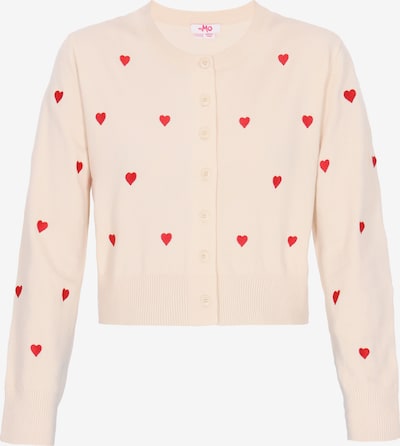 Kardiganas iš MYMO, spalva – raudona / natūrali balta, Prekių apžvalga