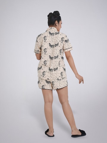 LEAFLETIC Shorty 'Leafletic Women’s Printed Night Wear Short Set' i beige
