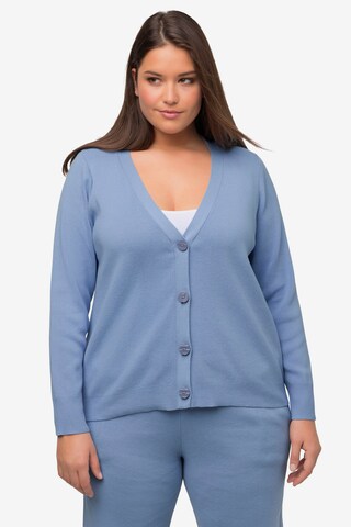 Ulla Popken Gebreid vest in Blauw: voorkant