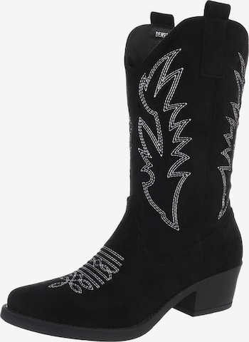 Ital-Design Cowboy Boots in Black: front