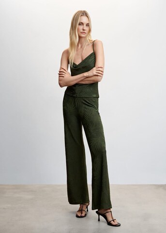 MANGO Široke hlačnice Hlače 'Janine' | zelena barva