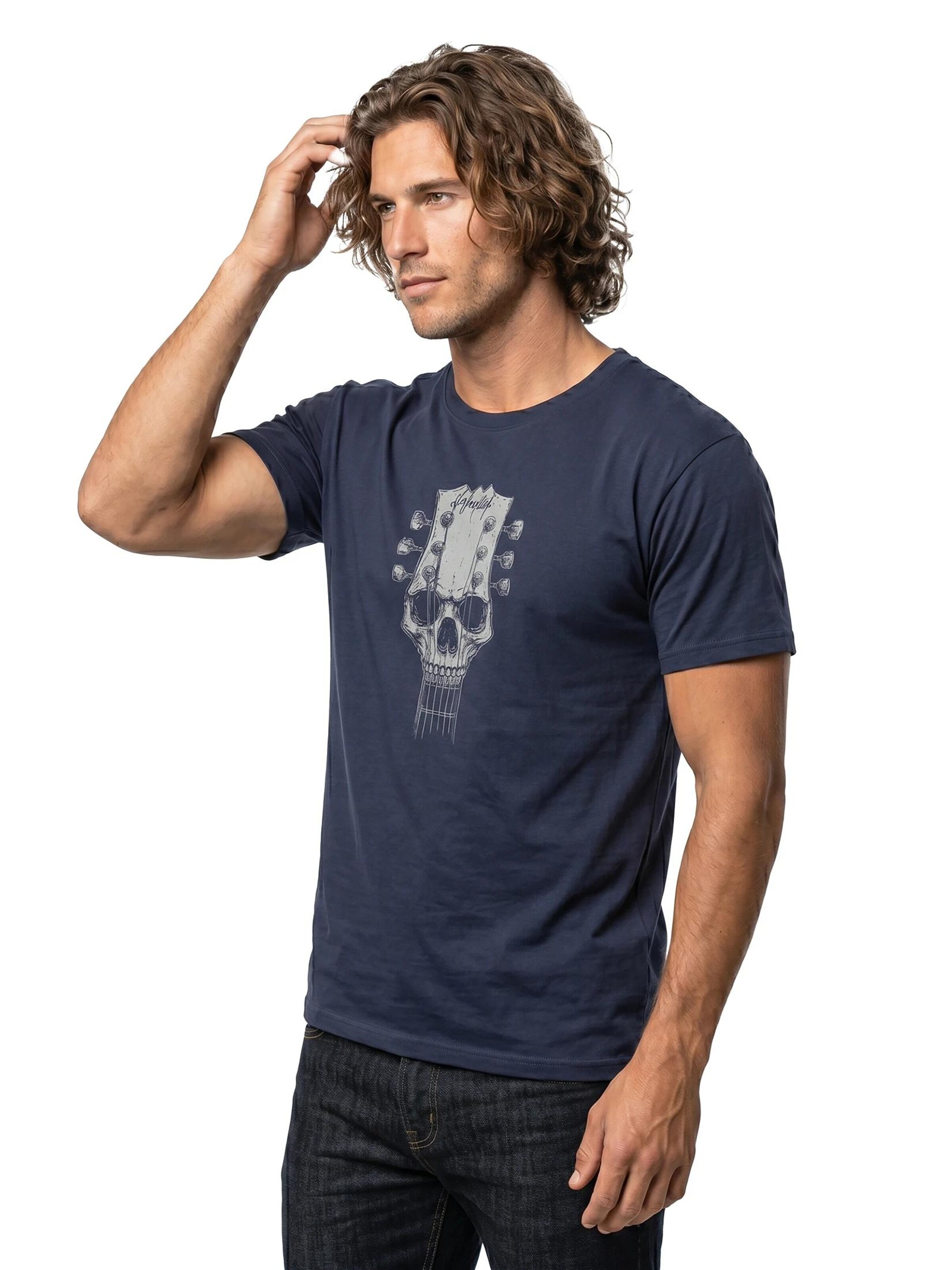 MAKAYA Shirt 'Gitarrenkopf' in Blue