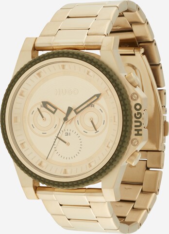 HUGO Analog Watch '#BRAVE' in Gold: front