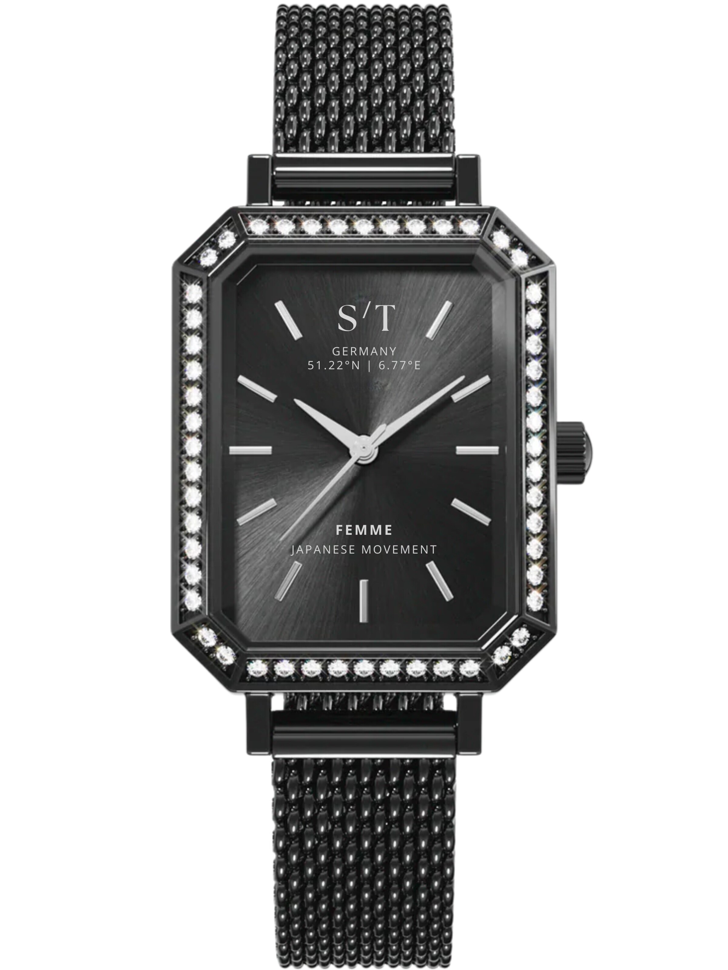 S&T Design Analog Watch 'S/T FEMME' in Black: front