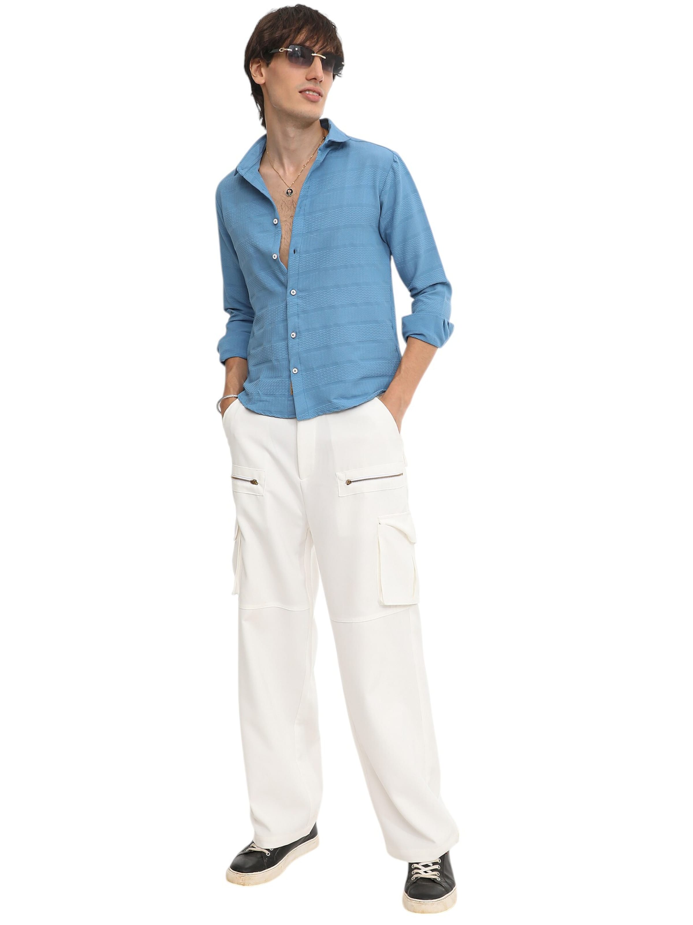 Campus Sutra Regularny krój Koszula 'Thrud' w kolorze niebieski