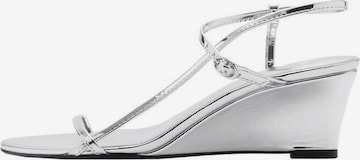 MANGO Sandals in Silver: front