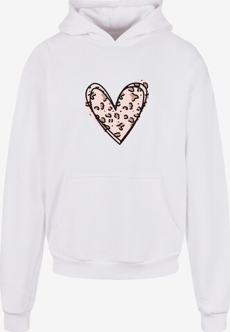 Merchcode Sweatshirt 'Valentines Day - Leopard Heart' in Wit: voorkant