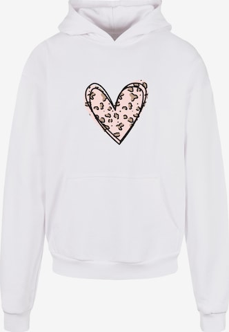 Sweat-shirt 'Valentines Day - Leopard Heart' Merchcode en blanc : devant