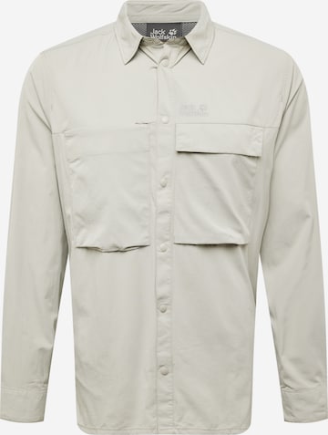 JACK WOLFSKIN Athletic Button Up Shirt 'ATACAMA VENT' in Grey: front