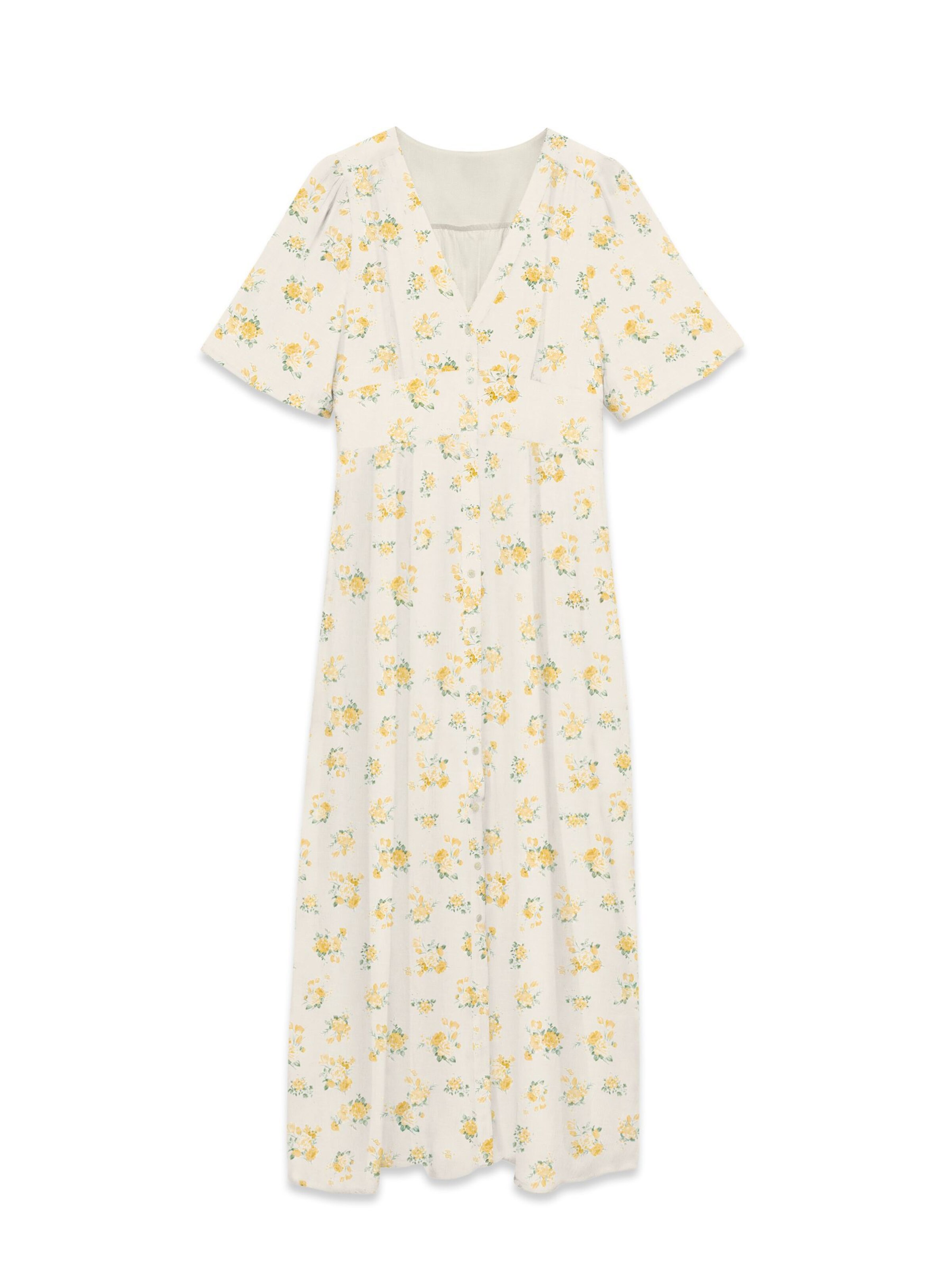 Vero Moda Curve Robe-chemise 'VMCBella' en jaune / jaune pastel / émeraude / blanc cassé, Vue avec produit