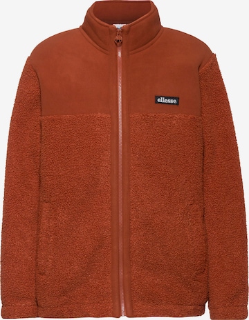 ELLESSE Fleece Jacket 'Furry' in Brown: front