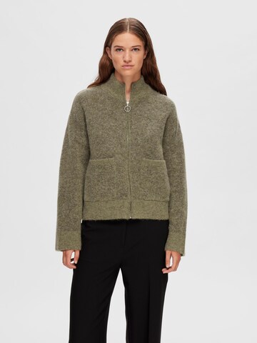 SELECTED FEMME Knit Cardigan in Green: front