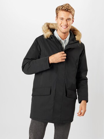 Coupe regular Parka d’hiver 'Woodside Long Utlty Prka' LEVI'S ® en noir : devant