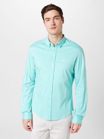 BOSS Regular fit Button Up Shirt 'BIADO' in Green: front