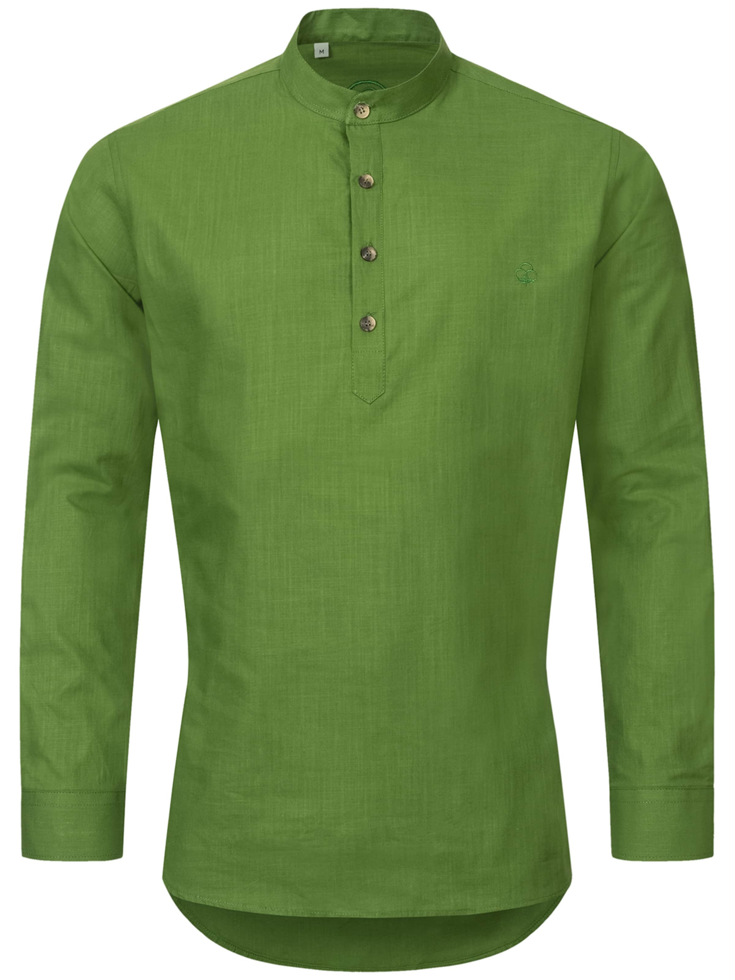 Indumentum Slim fit Button Up Shirt in Green: front