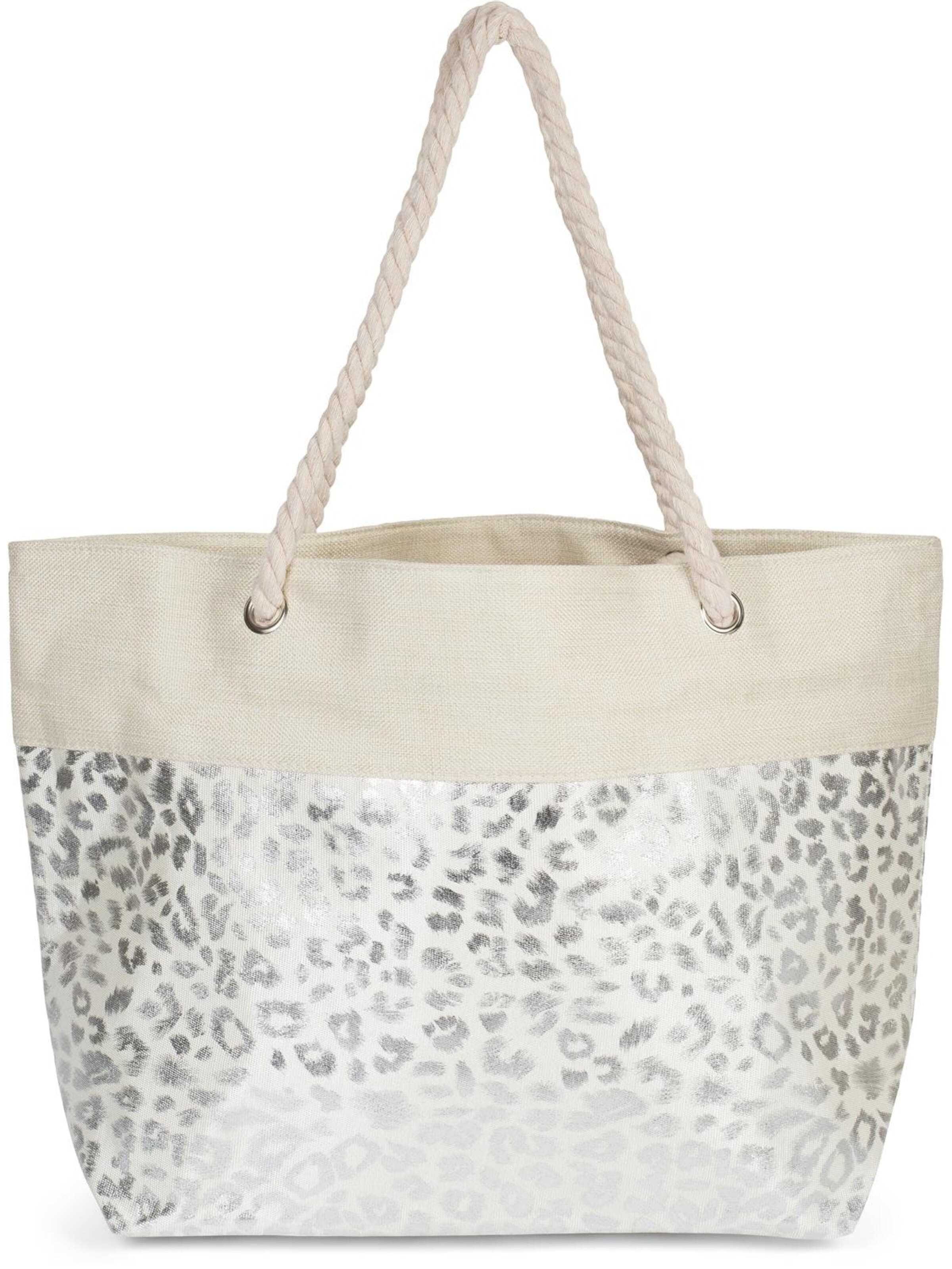 styleBREAKER Strandtasche 'Strandtasche mit metallic Leoparden Print'‌ in One Size in beige, Produktansicht