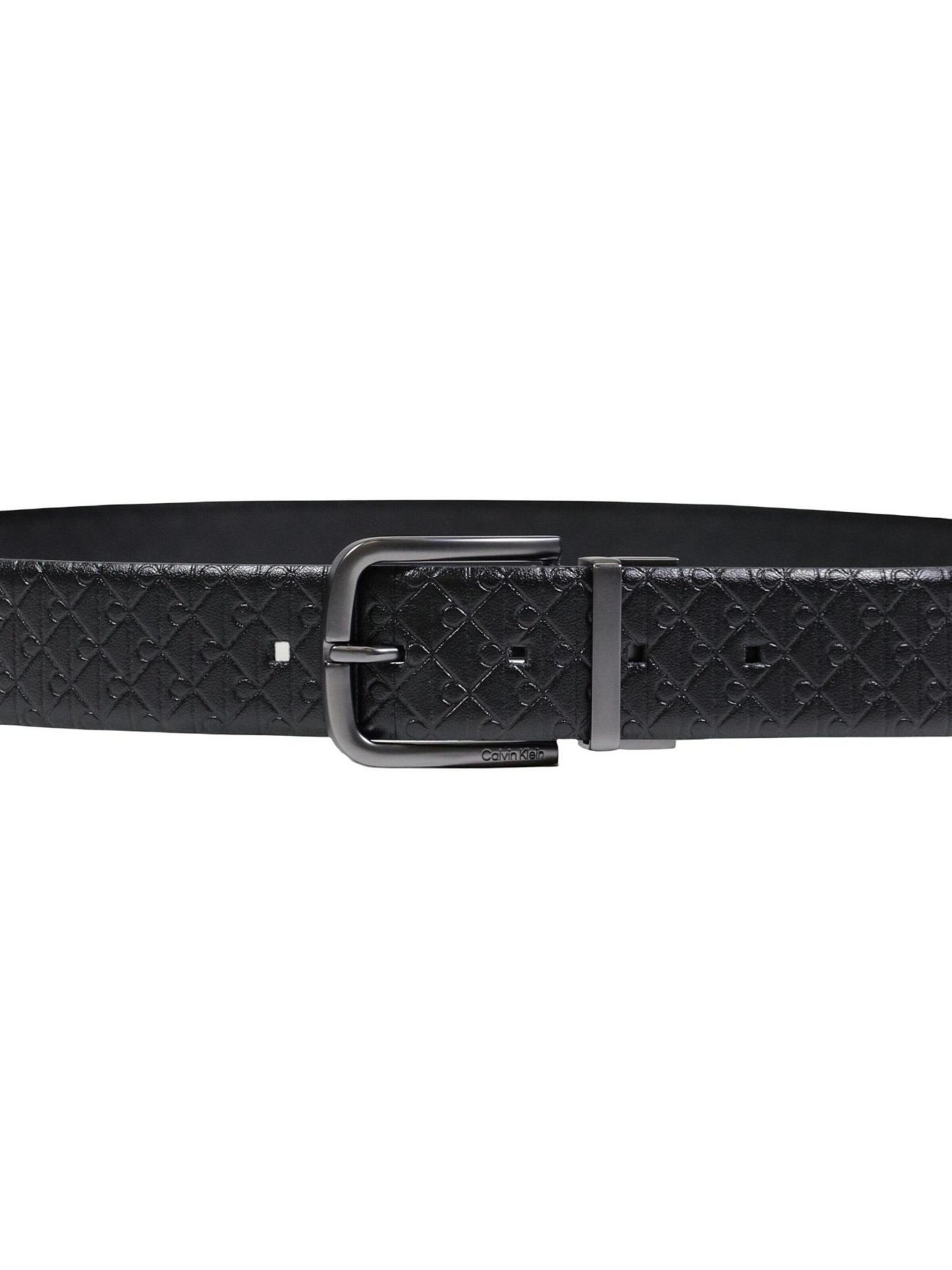 Cintura 'ROUND BUCKLE SMOOTH W/ AOP 35MM LV04D7042G' di Calvin Klein in nero