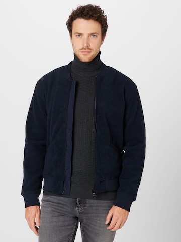 TOMMY HILFIGER Fleece jas in Blauw: voorkant