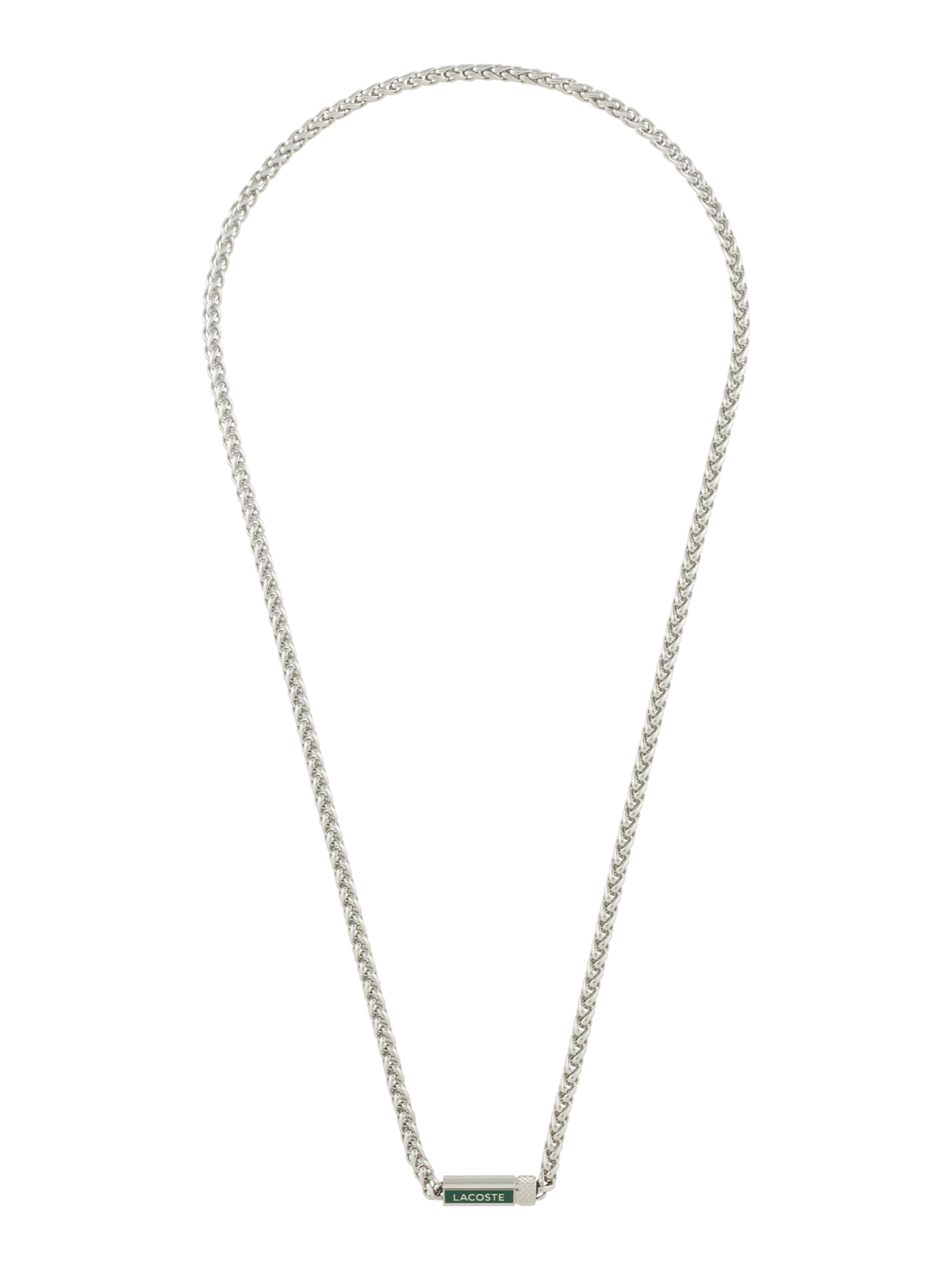 LACOSTE Halsband 'SPELT' i silver: framsida