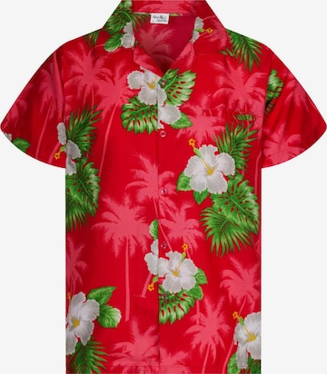 Camicia 'Small Flower' di King Kameha in rosso: frontale
