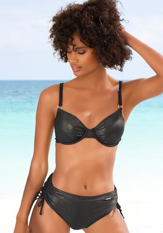 LASCANA T-shirt Bikini in Black: front