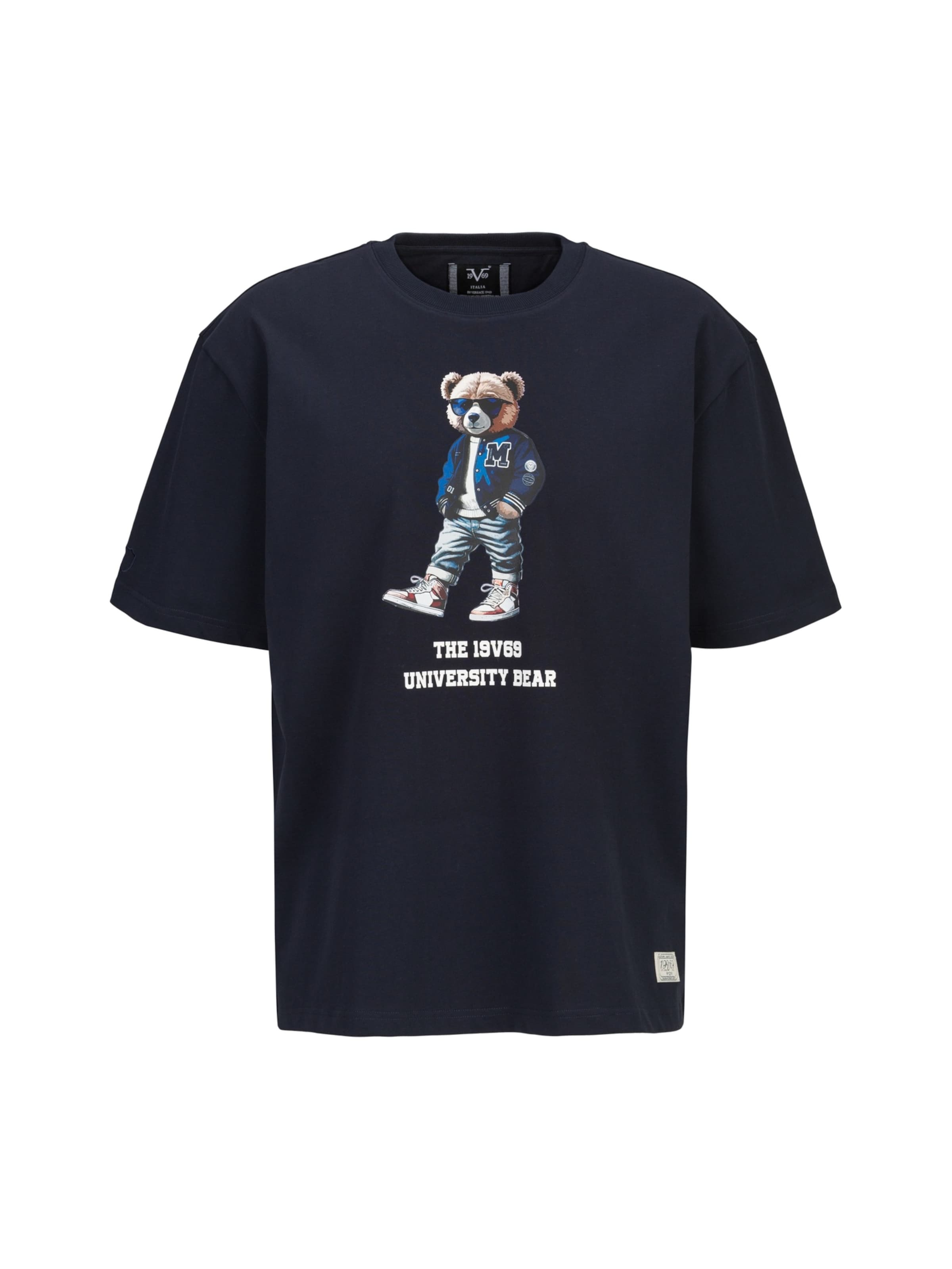 19V69 ITALIA - Camisa 'Tamaro Bear' em azul: frente