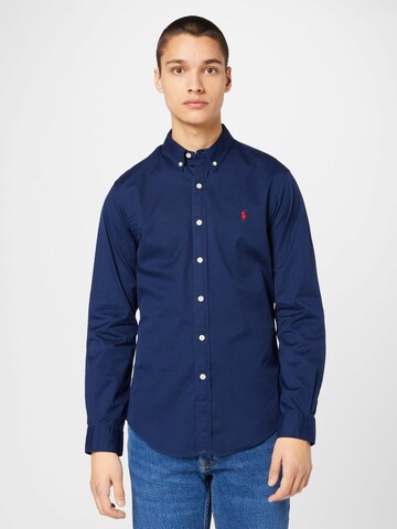 Polo Ralph Lauren Slim fit Srajca | modra barva: sprednja stran