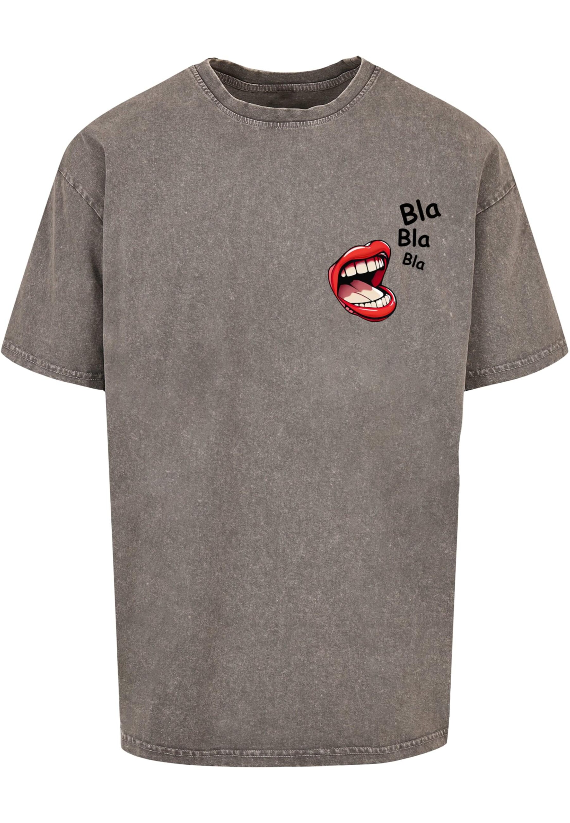 Merchcode Shirt 'Bla Bla Bla Comic' in Grey: front