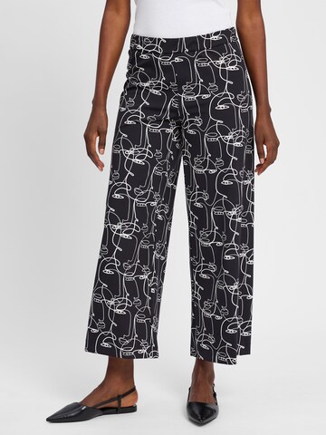 MAC Wide leg Broek 'Faye' in Zwart: voorkant