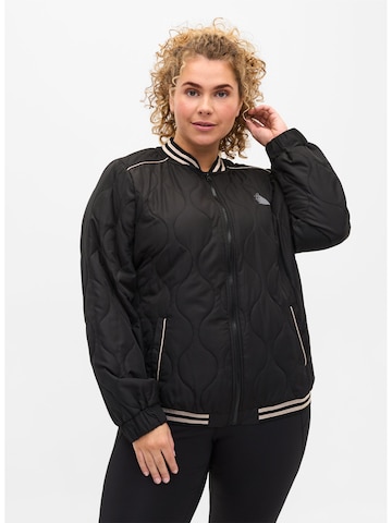 Active by Zizzi Outdoor Jacket 'Hope' in Black: front