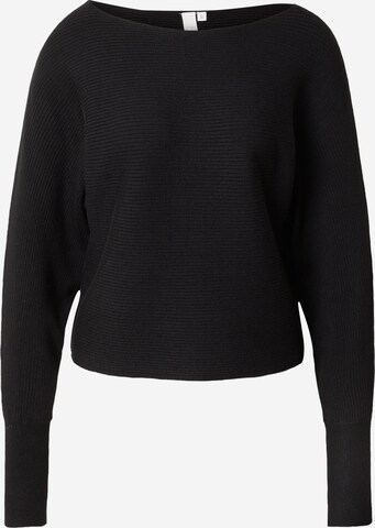 Pull-over QS en noir : devant