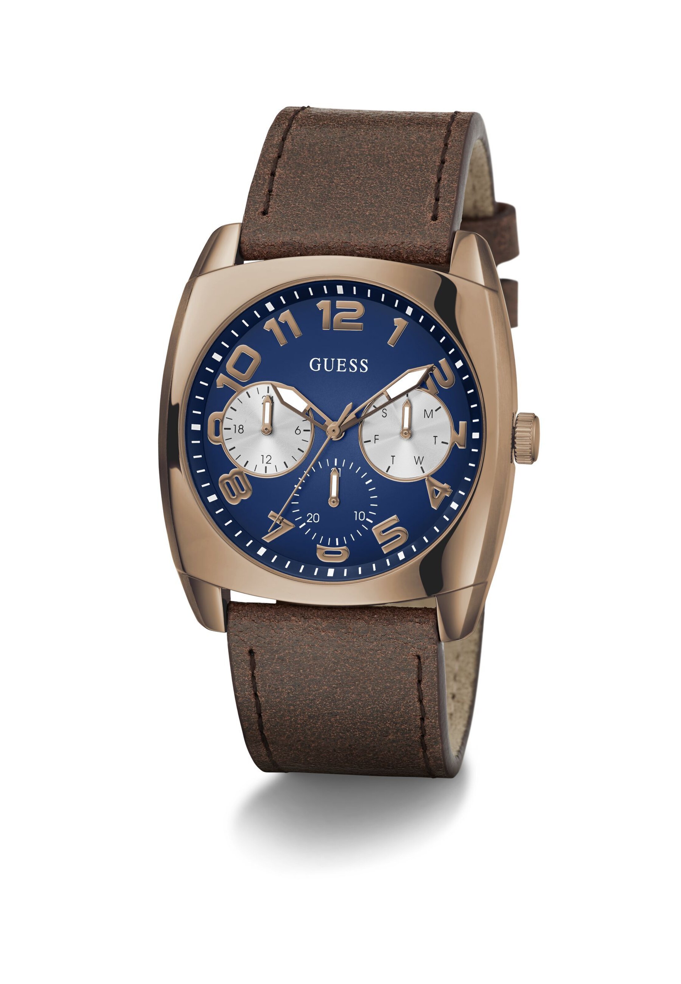 GUESS Analoog horloge 'Xander' in Bruin