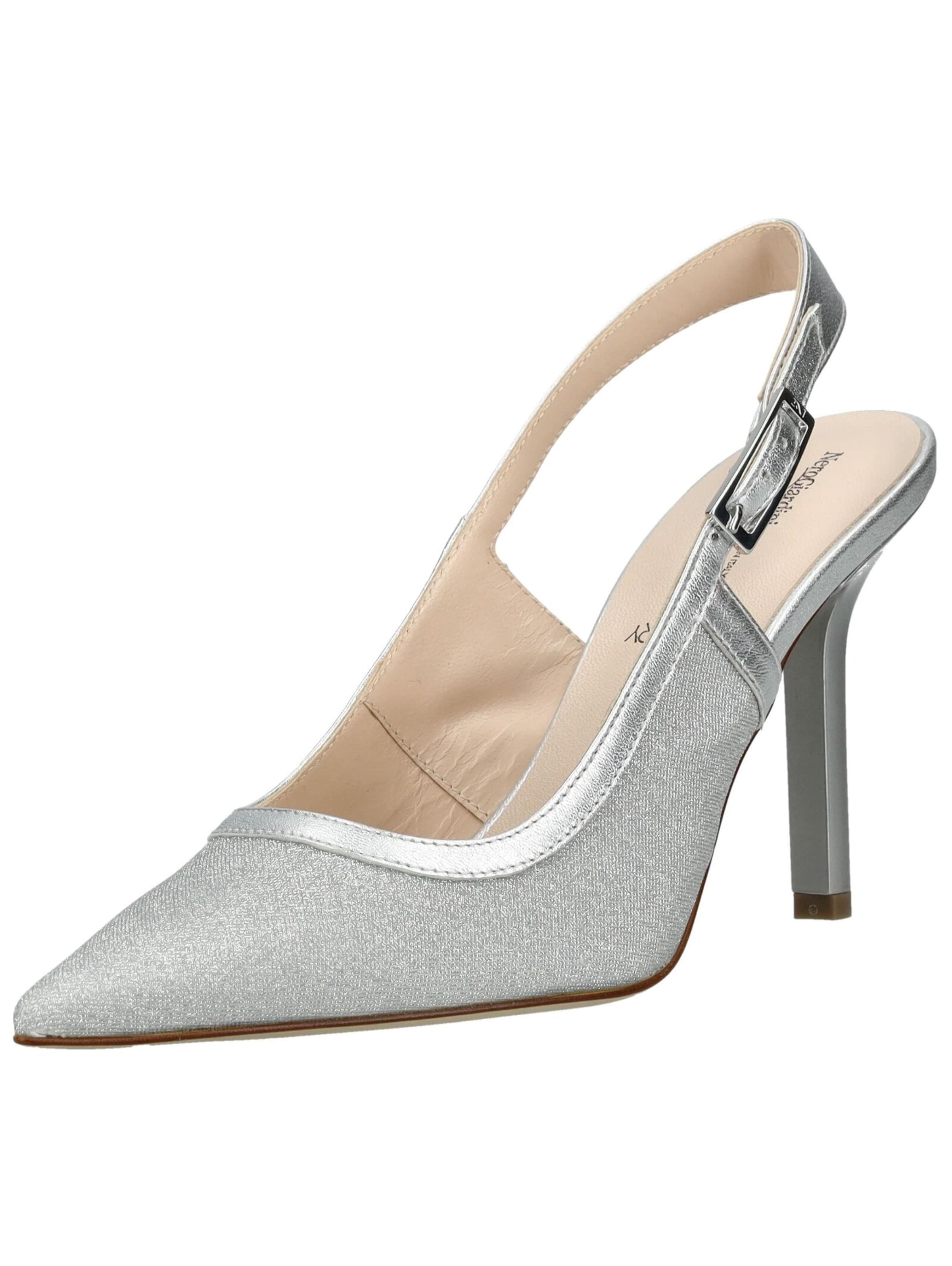 Décolleté sling di Nero Giardini in argento: frontale