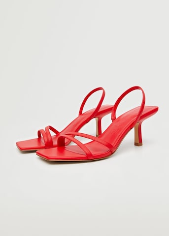 MANGO Sandalen met riem in Rood