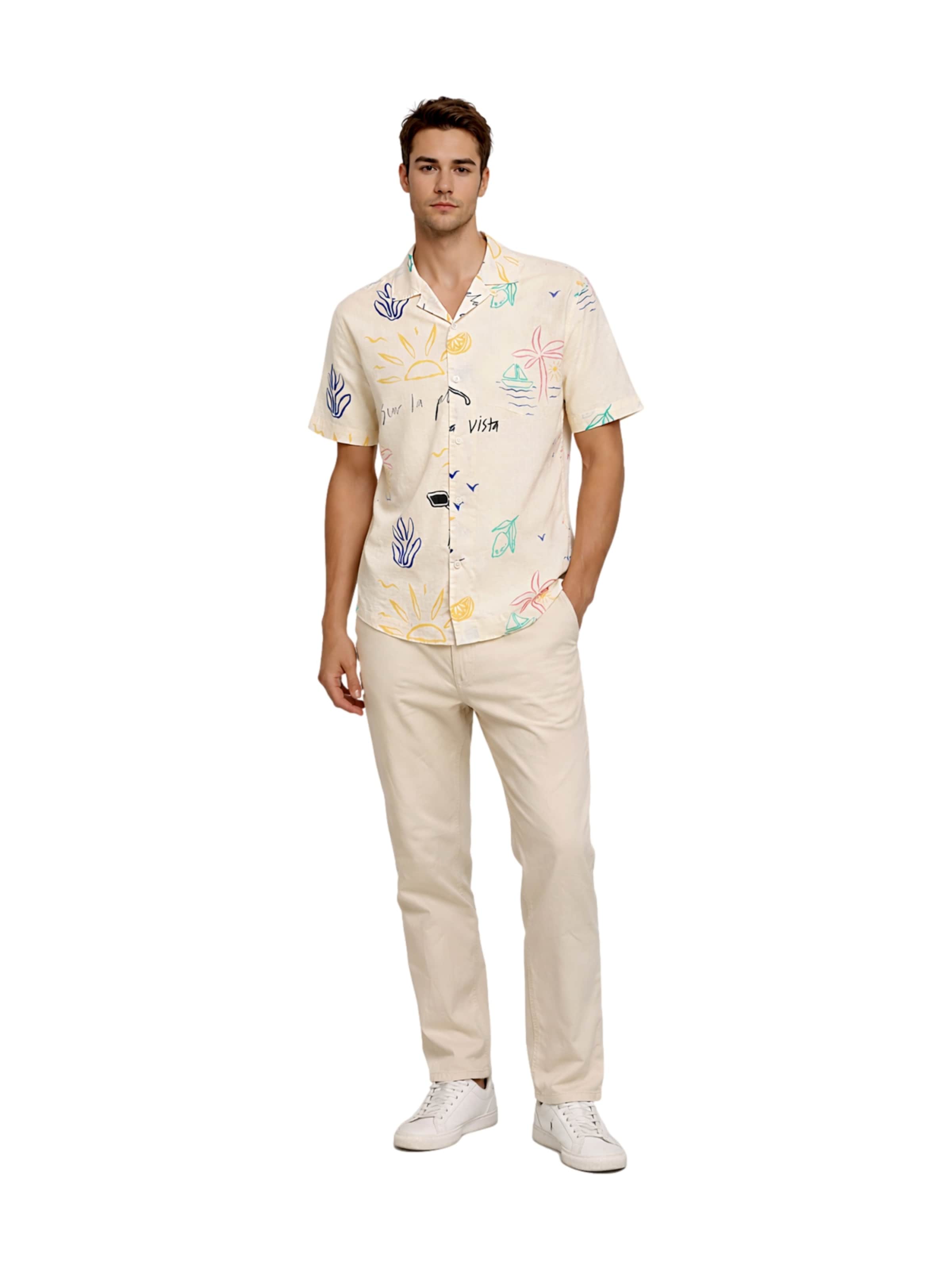 Only & Sons Comfort Fit Hemd 'Luke' in Beige
