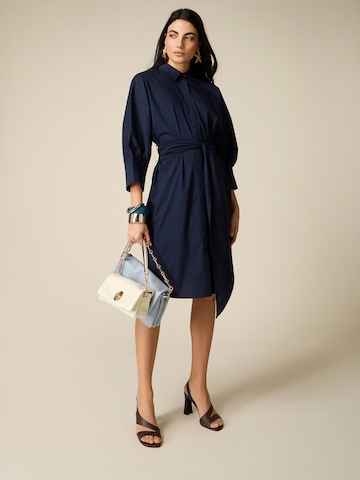 oltre - Vestido camisero en azul: frente