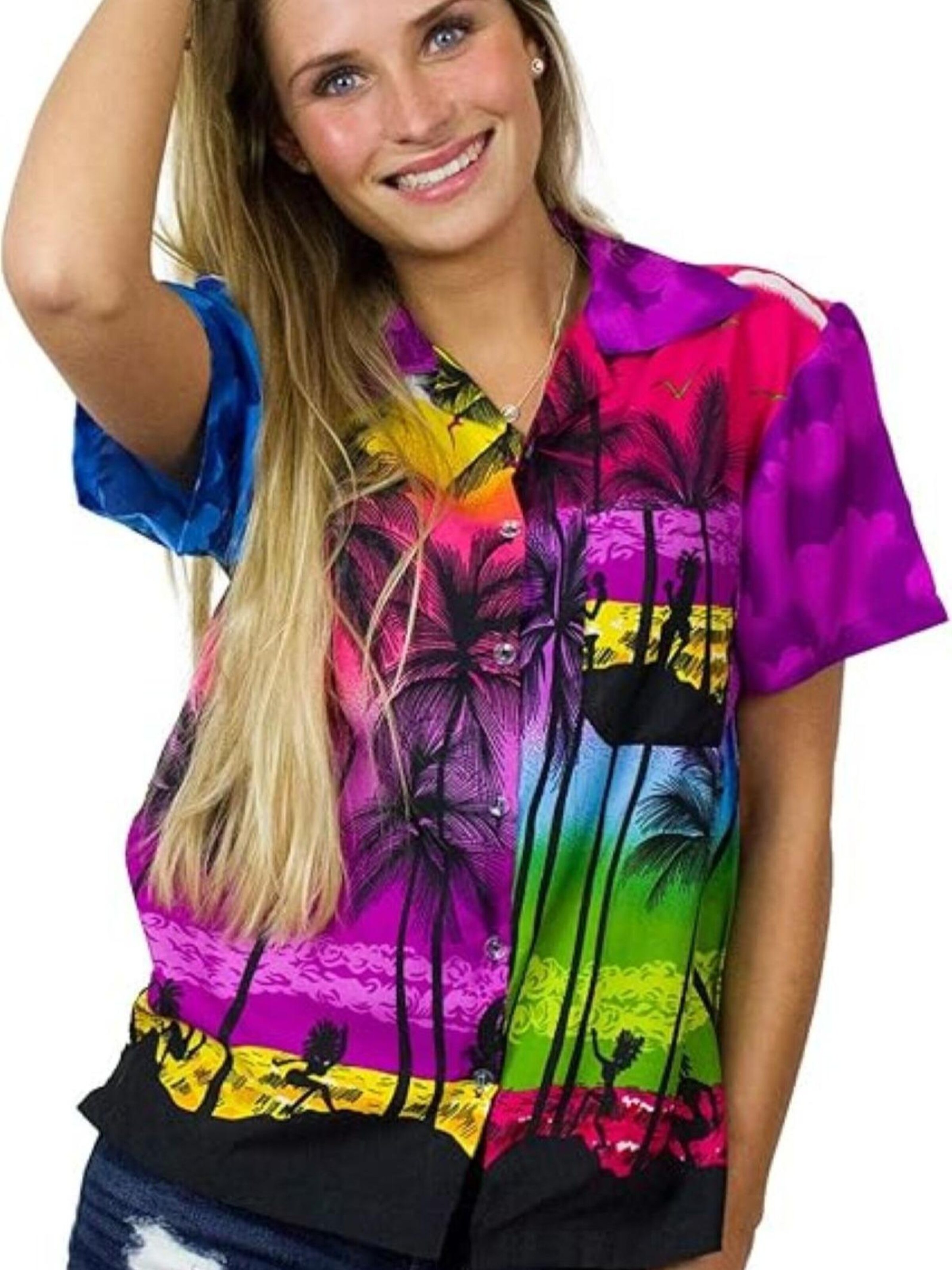 King Kameha Blouse 'Beach' in Mixed colors: front